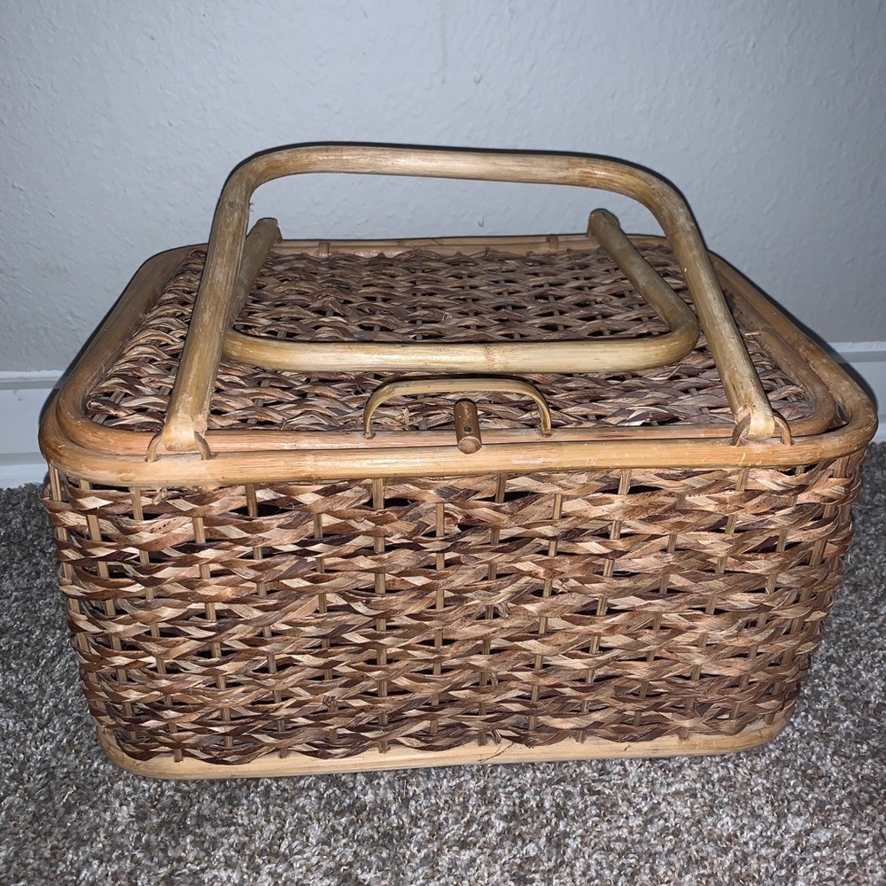 Vintage wicker picnic basket